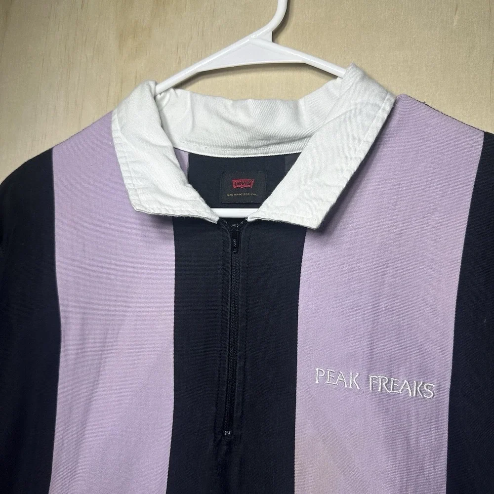 Levis Skate‎ Rugby Long Sleeve Polo Shirt Black Large unique